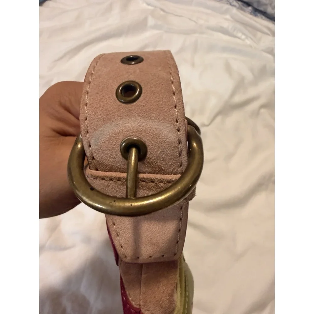 RARE Y2K Vintage 2004 Coach Poppy for Peace Pink Suede Floral Shoulder Bag Purse